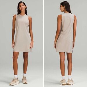 LULULEMON Classic-Fit Cotton-Blend Dress Sleeveless Tank in Raw Linen Size 8